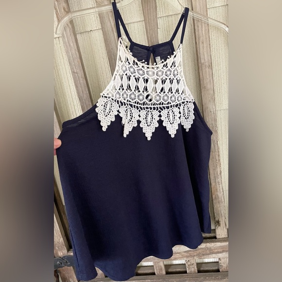 PAPAYA lace top tank, racer back with keyhole, size Large - Picture 2 of 6